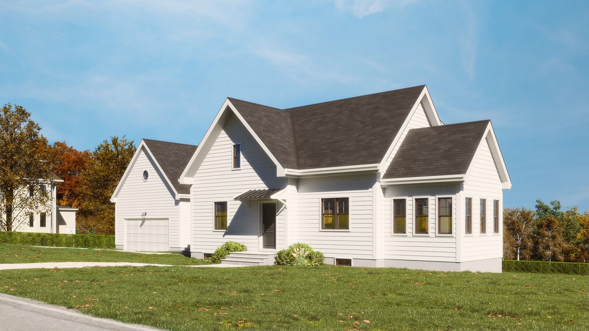 Rendering of the front of the house, existing condition